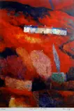 Print - terrace of houses on mountainside by Chris Griffin limited edition, print, offered Feb 2015