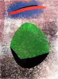 Print - abstract drawing green sphere with red by Martyn Dallimoore Jones limited edition, 1991, print, offered Feb 2015