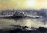 Print - Menai Straits & suspension bridge by William Selwyn limited edition, print, offered Feb 2015