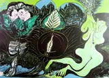 Coloured print - semi abstract and naturalistic study by Ceri Richards limited edition, 1971, print, offered Feb 2015
