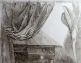 Untitled by Ivor Davies monochrome limited edition, etching, offered Feb 2015