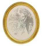 Apple Picking a pair of aquatint on paper, framed signed in pencil and numbered no.58 41 x 32.5cm (image) by Maurice Millière, pencil and numbered, offered Oct 2015