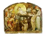 The Adoration of the Magi A large painted plaster plaque, unsigned, chips and losses 82 x 68cm by Ellen Mary Rope, sculpture, sold Oct 2015
