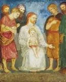 Christ Teaching painted plaster panel, framed unsigned 38 x 31cm by Ellen Mary Rope, oil, offered Jun 2015