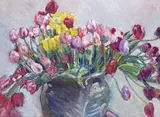 Still life of tulips in a vase Oil on canvas 76 x 102cm by Clemence Dane, Oil on canvas, offered Jun 2015