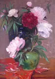 Still life of peonies in two vases Signed Oil on canvas 62 x 44cm; 24½ x 17¾in ++Unlined, good general condition by Pierre Auguste Bellet, Oil on canvas, offered Jun 2015