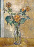 Still life of flowers in a carafe  Signed Oil by André Minaux, Oil on canvas, sold Jun 2015