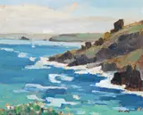 Looking towards Godrevy, St Ives, Cornwall Signed, titled verso Oil on canvasboard 25 x 30cm ++Good condition by Eric Ward, Oil on canvasboard, sold Jun 2015