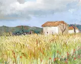 Blés et petit mas en Provence Signed with a studio stamp Oil on by Marcel Dyf, Oil on canvas, sold Jun 2015