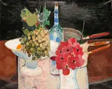Still life of flowers and grapes Signed and dated 62 Oil on by Abolghassem Saidi, Oil on canvas, sold Jun 2015