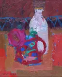 The Jug and Bottle Signed Oil on board 38 x 30.5cm ++Good condition by William Selby, Oil on board, sold Jun 2015