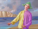 Comedian at the Ferry Signed and dated 02, also signed, titled and dated Oct by Claude Harrison, Oil on board, sold Jun 2015