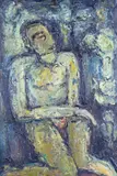 Seated figure Signed Oil on board 71 x 48cm ++A pinhole centre right, one or two small flecks of paint loss lower left by John Christophorou, Oil on board, offered Jun 2015