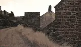 Cottages by a track Signed and dated 74 Oil on board 46 x 76cm ++One small dent with a little paint loss upper left corner otherwise good condition by Jack Simcock, Oil on board, sold Jun 2015