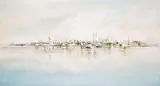 Rotherhithe, London Signed, titled and dated 73 verso Oil on canvas 60 x 112cm ++One small area of retouching lower margin otherwise good condition by Kit Barker, Oil on canvas, sold Jun 2015