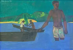 Fisher boys Signed and dated 1951 Oil on board 26 x 40cm Provenance: The Lefevre Gallery Sotheby’s Modern British, 5th July 1972, No by John Minton, 1951, Oil on board, sold Jun 2015