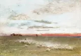 Stonehenge Signed, titled and dated 1909 Watercolour 28 x 40.5cm Provenance: Bonhams, London, 11th March 2003, Lot 95 ++Good condition by Albert Goodwin, 1909, Watercolour, sold Jun 2015