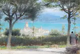 Spiez, Lake Thun Signed, titled and dated 1918 Gouache with pen and ink 25 x 37cm Provenance: Christie’s, London, 9th June 1995, Lot 217 ++Good condition by Albert Goodwin, 1918, Gouache with pen and ink, sold Jun 2015