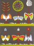 Butterflies by Scottie Wilson, Gouache on black paper, sold Jun 2015