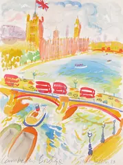 Lambeth Bridge Signed, titled and dated 83 Watercolour over pencil with bodycolour 73 x 55cm ++Good condition by Jake Sutton, Watercolour over pencil with bodycolour, sold Jun 2015