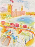Lambeth Bridge Signed, titled and dated 83 Watercolour over pencil with bodycolour 73 x 55cm ++Good condition by Jake Sutton, Watercolour over pencil with bodycolour, sold Jun 2015