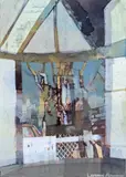 Studio Window, Moonlight Signed Watercolour with bodycolour on buff paper 20.5 x 14.5cm ++Good condition by Leonard H. Rosoman, Watercolour with bodycolour on buff paper, sold Jun 2015
