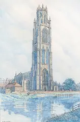The Boston Stump, St Botolph’s, Boston, Lincolnshire Signed Pen by William Ratcliffe, Pen, ink and watercolour, sold Jun 2015