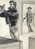 The Saddle Thief II Pencil by Tom of Finland, Pencil, unframed, sold Jun 2015