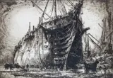 Breaking up the Hannibal, c.1904 Signed Etching 55 x 80.5cm by Frank Brangwyn, Etching, sold Jun 2015
