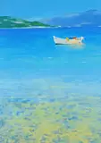 Rowing boat at anchor Signed and numbered 162/175 Silkscreen 52.5 x 38cm ++One or two minor blemishes to margins, some insects under glass by Donald Hamilton Fraser, Silkscreen, offered Jun 2015