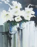 Cyclamen and Table Flowers acrylic on paper, framed signed lower right 31 x 28.5cm by Leslie Gooday, acrylic on paper, offered Apr 2015