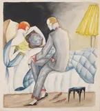 Nighttime Conversation watercolour on paper, framed signed Dodo in pencil 29 x 26cm by Dodo Burgner, watercolour on paper, sold Apr 2015