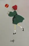 Girl with a Ball an early watercolour and pencil on paper, unframed signed Wolff 21 x 14cm by Dodo Burgner, watercolour and pencil on paper, sold Apr 2015