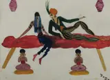 Exotic figures on a day bed watercolour on paper, unframed signed Dodo 29 x 22cm by Dodo Burgner, watercolour on paper, sold Apr 2015