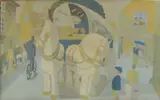 The Grey Horses, SP11 a school print, published by the Baynard Press, framed signed in the print, Studio Designs paper label to reverse 67 x 42cm (image) by Tom Gentleman, print, offered Apr 2015
