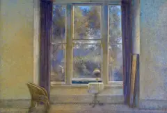 The Window, 1988/89 Signed with initials, also signed and titled verso Tempera on board 42.5 x 60.5cm; 16¾ x 23¾in Provenance: Fischer Fine Art, London, No by David Tindle, Tempera on board, sold Mar 2015