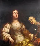Semele gazing into a mirror Oil on canvas 110 x 95.5cm; 43¼ x 37½in by Jürgen Ovens, Oil on canvas, offered Mar 2015