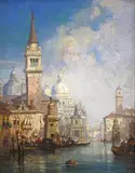 Capriccio of Venice Signed Oil on canvas 38.5 x 32cm; 15 x 12½in ++Relined, a vertical repair upper centre, retouched in sky and one or two other areas by William Wyld, Oil on canvas, sold Mar 2015