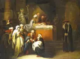 The presentation in the temple Signed with initials  Oil on by Joseph-Nicolas Robert-Fleury, Oil on canvas, offered Mar 2015