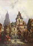 Continental town scene Signed and dated 78 Oil on canvas 40.5 x 30.5cm; 16 x 12in ++Relined, restored, retouched by Henry Thomas Schafer, Oil on canvas, offered Mar 2015