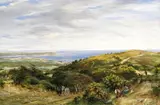 Figures by a track in a coastal landscape Signed with a monogram Oil on board 20 x 30cm; 8 x 11¾in ++A little rubbing to margins otherwise good condition by Hopkins H. Hobday Horsley, Oil on board, sold Mar 2015