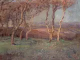 Landscape with the distant Cornish coast Signed Oil by Albert Moulton Foweraker, Oil on canvas, sold Mar 2015