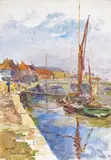 View of Sandwich Signed and inscribed Oil on paper by Linnie Watt, Oil on paper, stuck down on board, unframed, offered Mar 2015