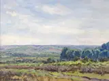 Ditchend Brook, towards Hampton Ridge Signed and dated 89 Oil on panel 22 x 30cm; 8½ x 7¾in ++Good condition by Barry Arthur Peckham, Oil on panel, offered Mar 2015