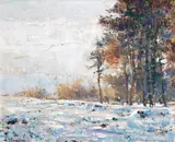Winter landscape Signed Oil on canvas laid on board 34 x 40.5cm; 13½ x 16in ++Good condition by Arthur Karl Maderson, Oil on canvas laid on board, sold Mar 2015