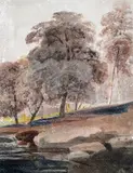 Rocky Stream in Autumn Woods Watercolour over by Peter De Wint O.W.S, Watercolour over pencil, sold Mar 2015