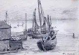 Fishing boats at Hastings; Study of rocks on Dartmoor Two, both signed Both pencil 7.5 x 10.5cm; 3 x 4¼in and 9 x 12.5cm; 3½ x 5in (2) Provenance: Hastings only by William Henry Hunt, pencil, sold Mar 2015