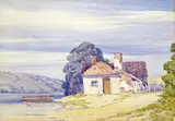 Riverside cottages with moored boats A pair by John Callow, watercolour, offered Mar 2015