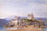 Italian lakeland harbour scenes Two by William Leighton Leitch, watercolour, sold Mar 2015