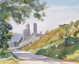 A collection of 21 rural and coastal scenes including several by Alexander Edward Waite, watercolor, sold Mar 2015